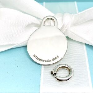 Tiffany Co Sterling Silver ROUND TAG CHARM WITH SPRING CLASP AG925 New W/box